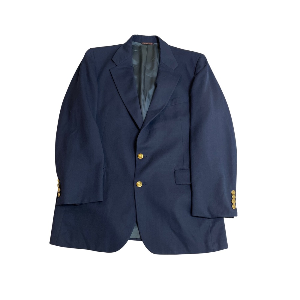 Vintage Barneys New York Country Britches Navy Blue Blazer Gold Buttons 42R USA